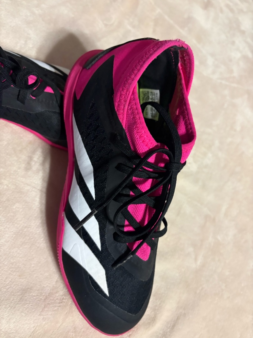 adidas lightweight Women's Black, Hot Pink & White Athletic Sneakers